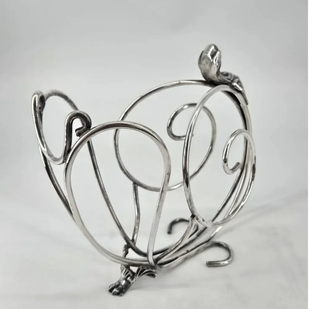 Vintage Art Nouveau Silver Plated Ornate Wine Bottle Cradle Holder Unbranded
